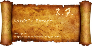 Kozák Ferenc névjegykártya